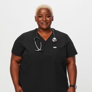 Women's Black V-Neck Scrub Top